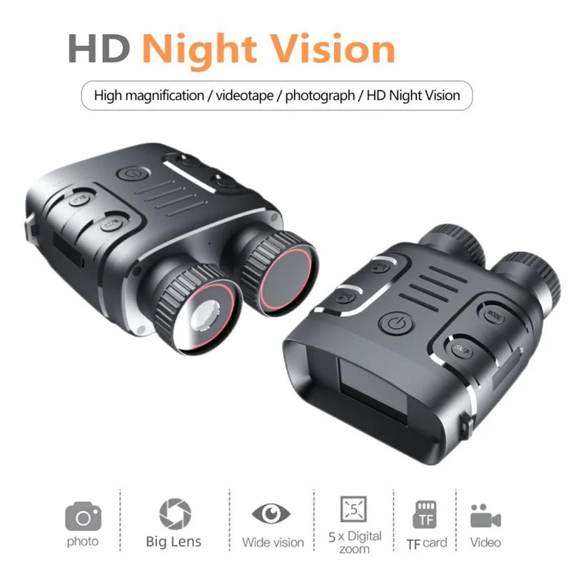 Real Instruments Night Vision Goggles R18 Digital Binoculars 2.4'' 1080p Photo & Video Infrared Night-Visions Device 5X Day Night Use Photo Video Taking Digital Zoom for Hunting