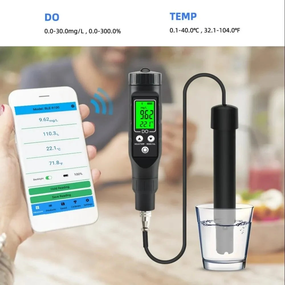 Real Instruments Dissolved Oxygen Meter with ATC, 0-40.00 mg/L Measurement Range, DO Meter with Electrode Filling Fluid and Anaerobic Water