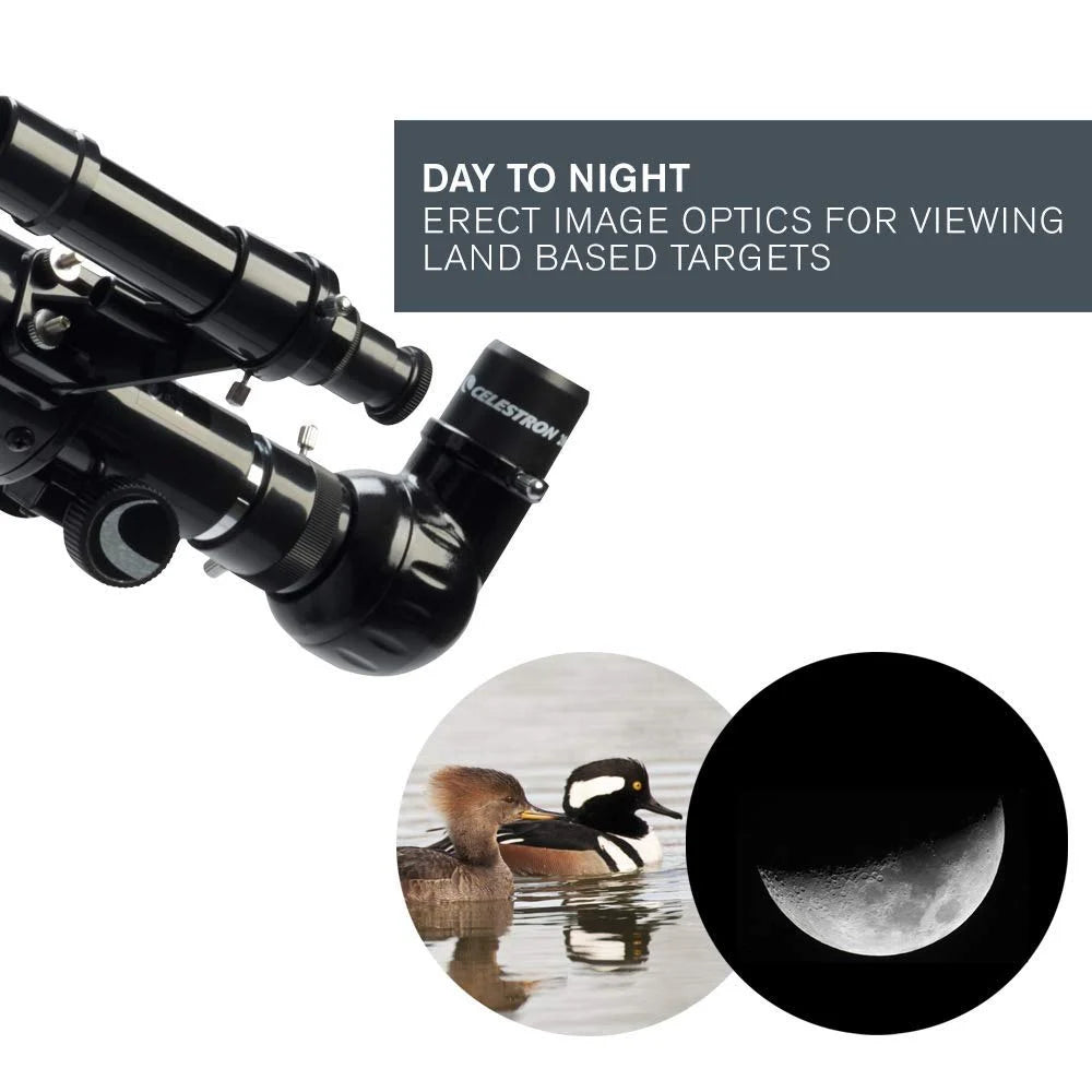 Celestron 60AZ Achromatic Refractor Telescope with 60mm Aperture, 700mm Focal Length, Altazimuth Mount, and Adjustable Aluminum Tripod for Beginner Astronomers and Terrestrial Viewing