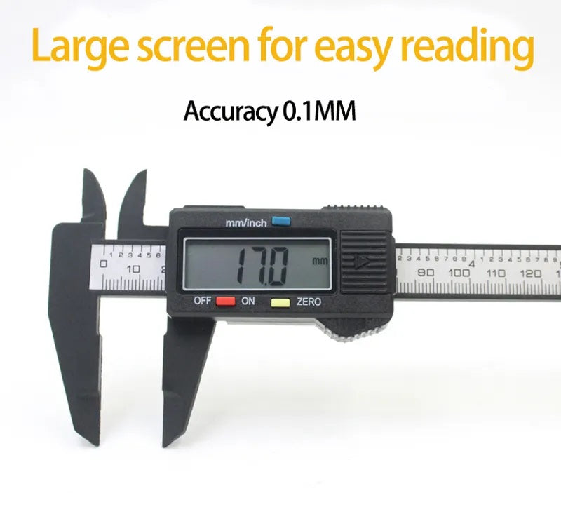 Real Intruments Digital Carbon Fiber Vernier Caliper 0-150mm (0-6 Inch), LCD Display, Dual Metric & Imperial Unit Conversion, Zero Reset Function & Lightweight Non-Magnetic Corrosion-Resistant Composite Material for Woodworking, Jewelry, DIY etc, VC-03