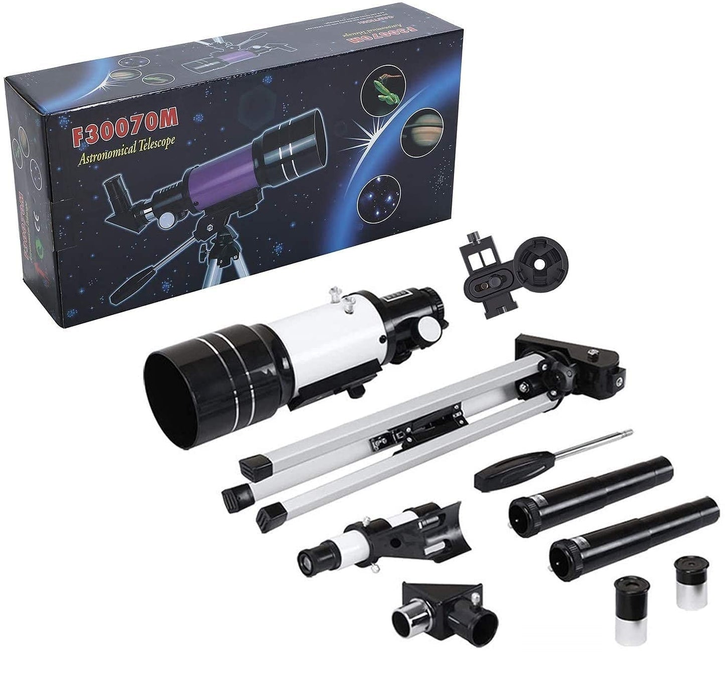 Real Instruments F30070M Telescope For Students High Power Telescope With Adjustable Tripod, F30070