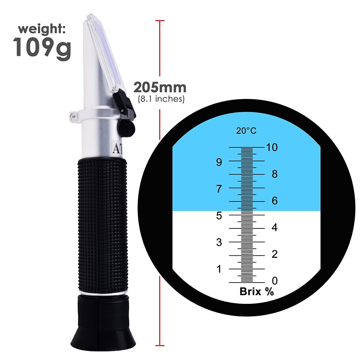 Real Instruments 0 To 10% Brix Refractometer Portable Hand Held Sugar Content Measurement With Atc Low-concentrated Sugar Content Solutions Maple Sap Cutting Liquid Cnc Maple Syrup Makers Tea