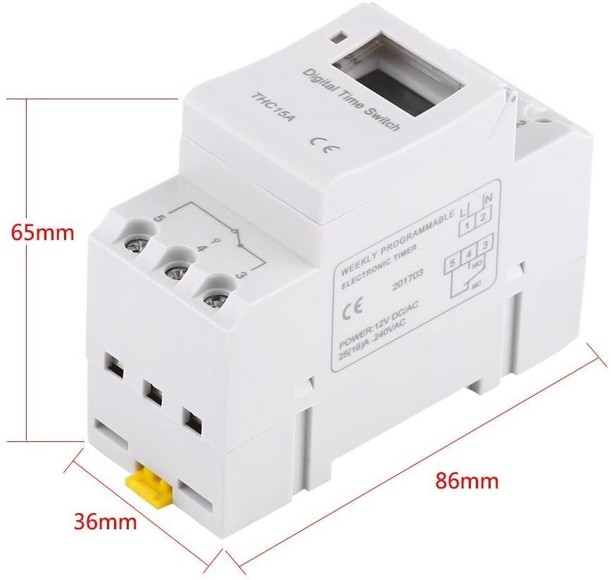 Real Instruments Digital LCD Power Programmable Timer Switch Relay 16A Amp Electronic Weekly 7 Days 16 On & Off Relay Timer Control AC 220V Din Rail Mount Timing Swtich