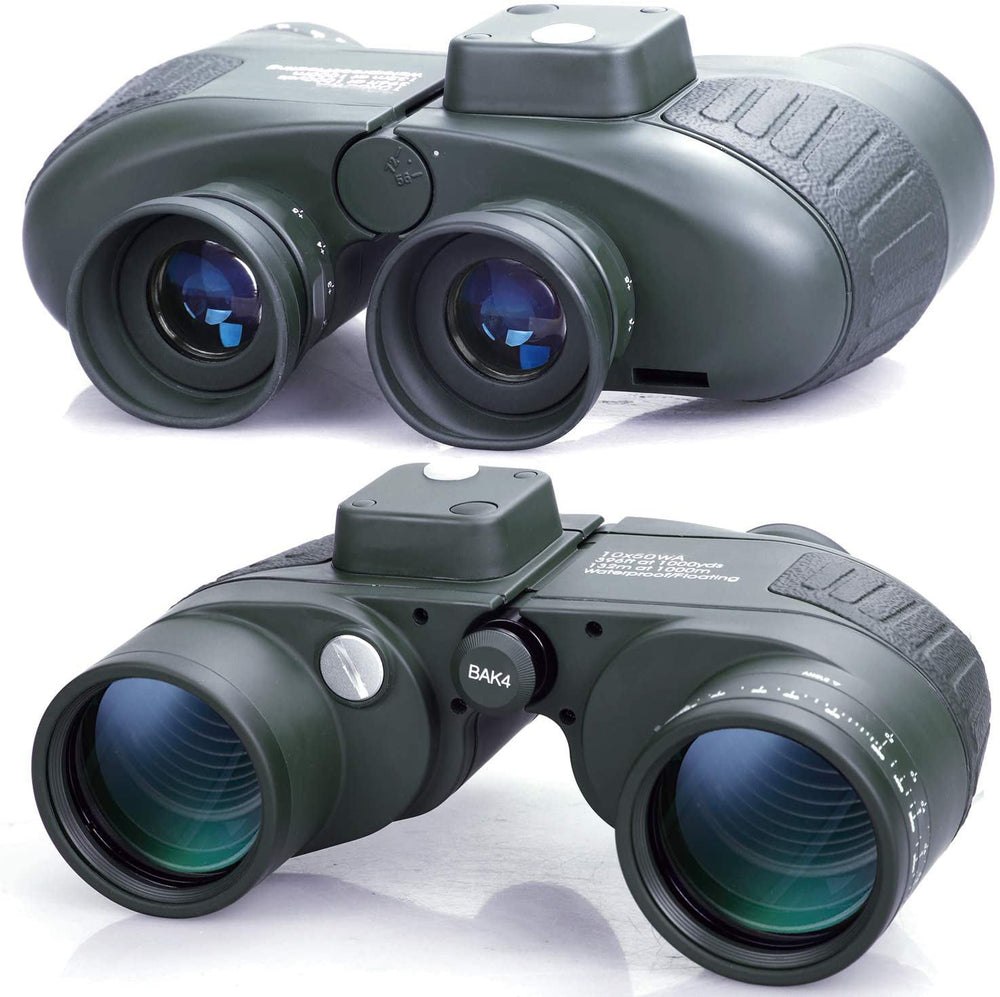 Real Instruments Military-Grade 7x50 Waterproof Binoculars with Built-in Compass & Rangefinder – Floating, Fog-Proof, Tactical Marine Optics