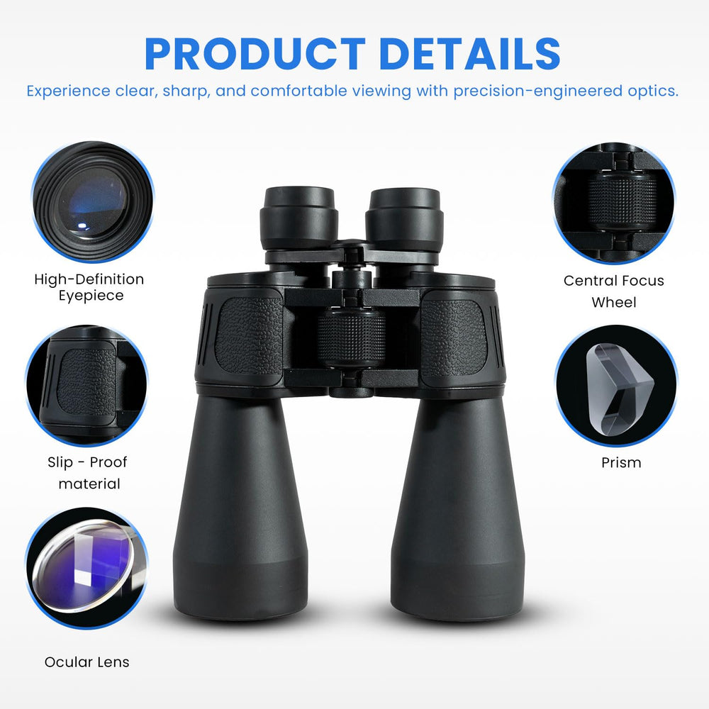 Real Instruments 15X70 Professional Binoculars - Ultra Sharp Focus, FMC Multi-Coated, BAK4 Prism, Lightweight, Tripod Compatible, Ideal for Bird watching, Wildlife & stargazing with Carrying Case