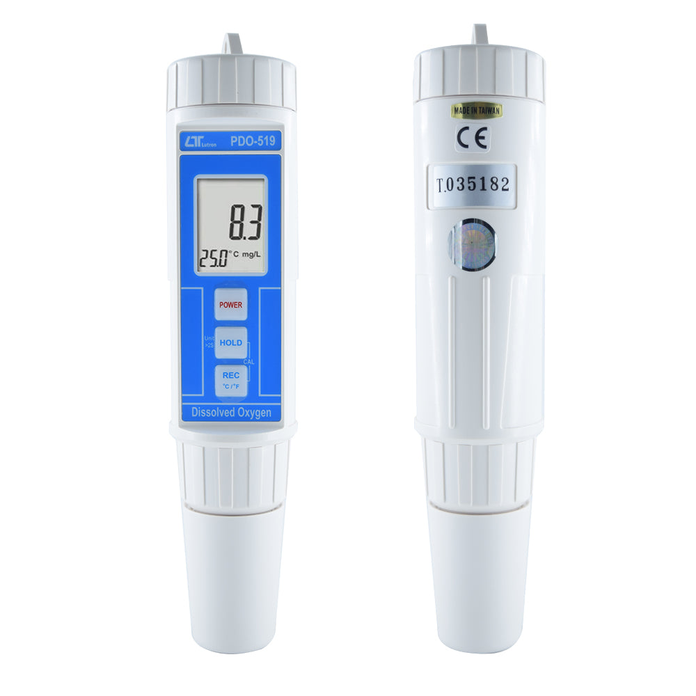 Lutron PDO-519 High-Precision Dissolved Oxygen Meter, Automatic Calibration, Polarographic Probe, Temperature Compensation, IP65 Splashproof Design for Water Quality Testing, Aquaculture, Environmental Monitoring & Laboratory Use