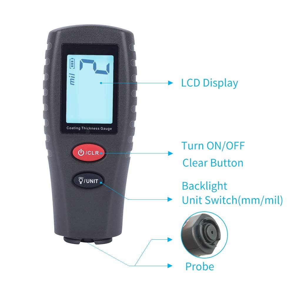 Real Instruments Digital Thickness Gauge Meter, Car Painting Test Gauge for Used Car Buyer, Paint Mil Thickness Gauge Meter Check The Car’s Original Thickness of a Coating (YNB-100S)