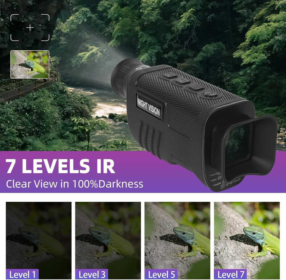 Real Instruments LG64 HD 1080P Infrared Night Vision Monocular Telescope 8X Digital Zoom 300m Viewing 1.54 Inch TFT High Sensitivity Night Goggles for Hunting Camping Wildlife Scenery, LG64