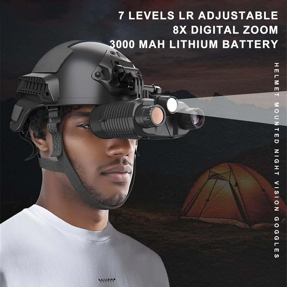 Real Instruments NV8161 Military Tactical Night-Vision Goggles Head Mounted Binoculars, 4K HD IR Night Vision Binoculars with 8X Digital Zoom, Save Photo and Video with 32GB Memory Card, Built-in 3000Mah Battery