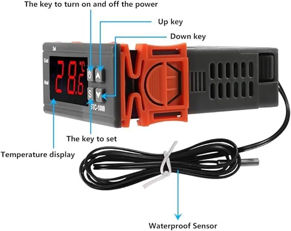 Real Instruments STC-1000 Temperature Controller Thermostat Incubator Electronic Digital Display Temperature Relay NTC Sensor (Upgraded -50° ~ 99°C) Multipurpose Controller With Sensor Probe