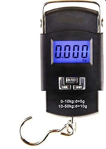 Real Instruments Portable Digital 50 Kg Weighing Scale WH-A08 with Metal Hook Electronic Portable Fishing Hook Type Digital LED Screen Luggage Weighing Scale, 50 kg/ (Black)