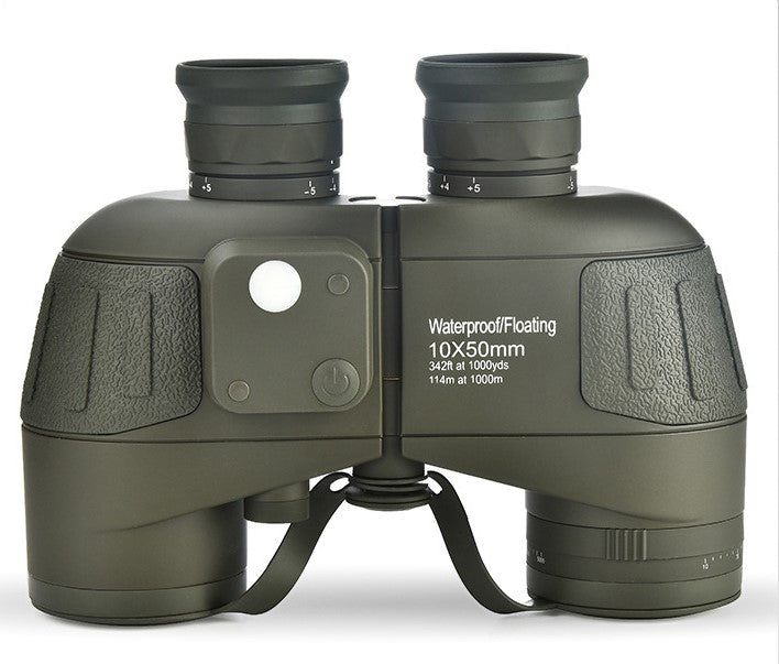 Real Instruments 10x50 Waterproof Marine Binoculars Floating Design with Compass & Rangefinder
