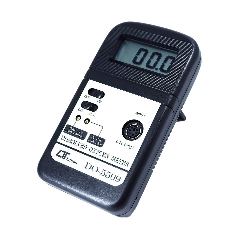 Lutron DO-5509 High-Precision Dissolved Oxygen Meter, Automatic Calibration, Polarographic Probe, Temperature Compensation, IP65 Splashproof Rating for Aquaculture, Environmental Monitoring, Water Treatment & Laboratory Research