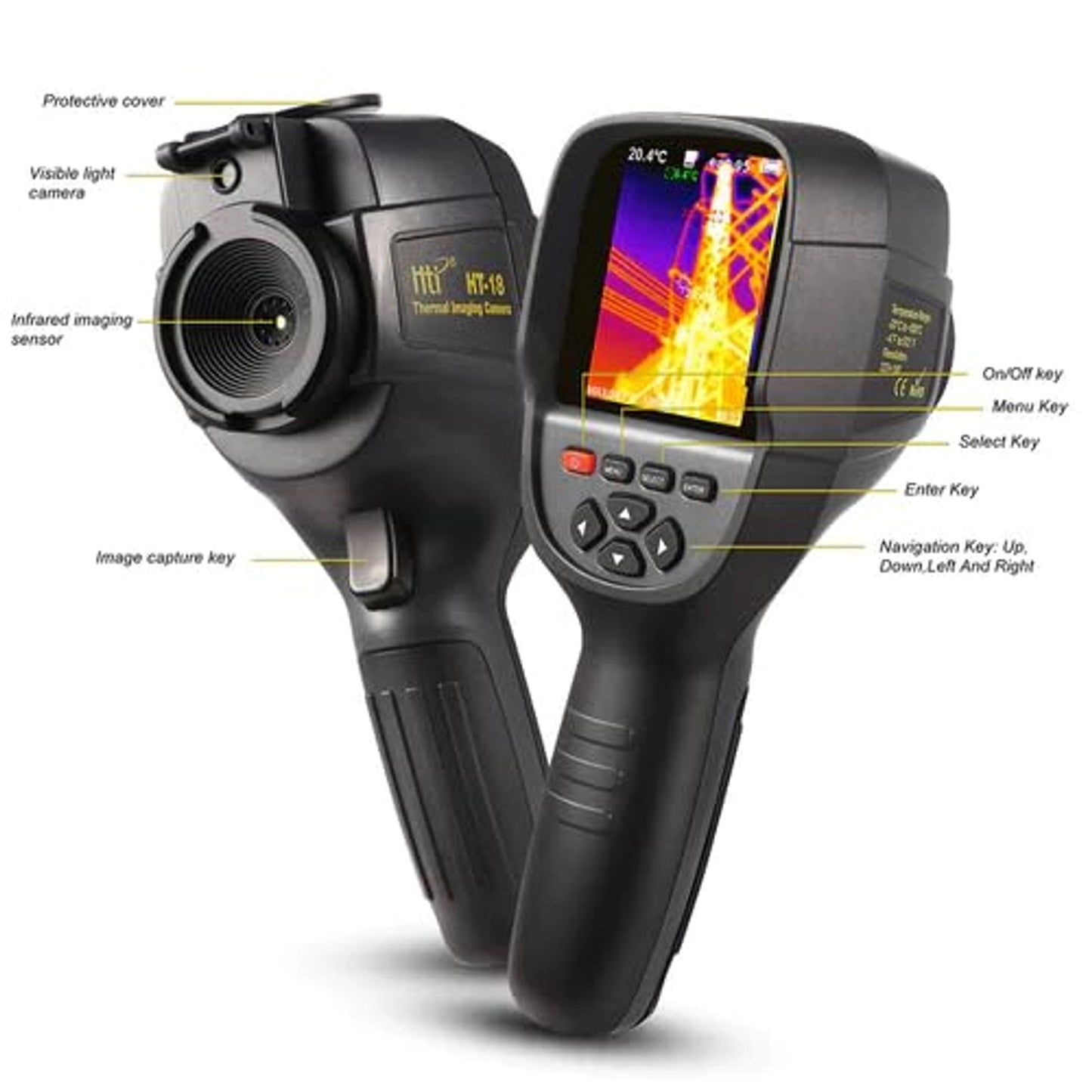 Real Instruments HT-18 Pixels Handheld Thermal Imaging Camera 220 x 160 IR Resolution Infrared Thermal Imager Infrared Thermometer,with soft bag