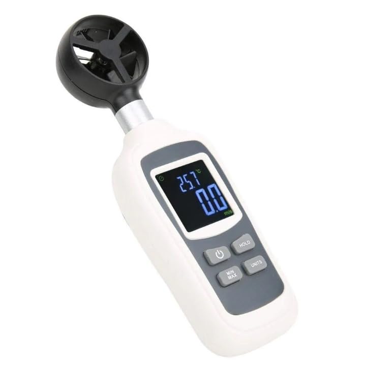 Real Instruments Anemometer RI-915 Digital Wind Speed Meter Portable Handheld LCD Display Anemometer Non-magnetic 0.4~30.0 m/s (0.1 m/s) For Wind Power Generation Nautical Measurement