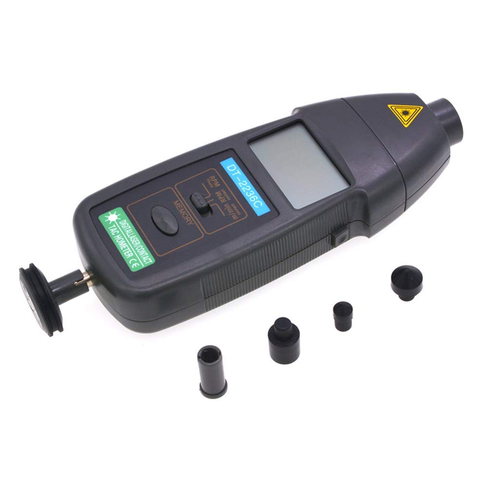 Real Instruments DT-2236C Digital Non Contact & Contact Tachometer Range 2.5 To 99999 Rpm Rotation Speed Measurement Non Magnetic Measure Speed Meter Tester Photoelectric Scale Speedometer Laser