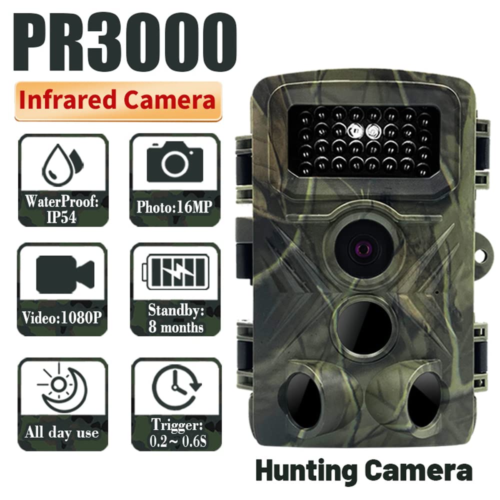 Real Instruments PR3000 36MP 1080P Night P Video Taking Trail Camera Multi-Function Outdoor s Animal Observation House Monitoring Camera IP66 Waterproof with 34 Lights Camera