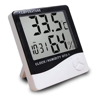 Real Instruments HTC-1 Digital Thermo Hygrometer with Indoor and Outdoor Temperature, Humidity Measurement, Time Display, Comfort Index, Memory Function, 12/24 Hour Clock, and Large LCD Screen for Home, Office, and Industrial Use