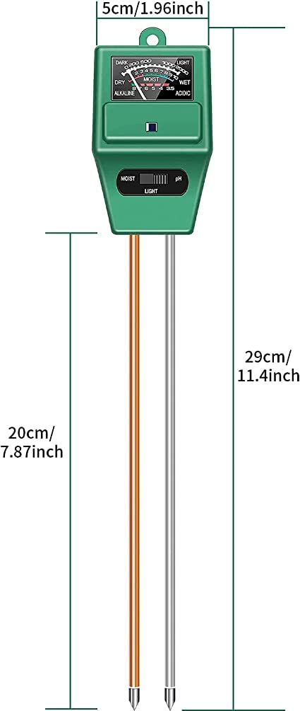 Real Instruments PH Meter for Soil Testing - New 3 in 1 Soil Moisture Sensor, Soil pH Meter for Agriculture & Solar Light Meter, Moisture Meter for Plants, Acidity Tester (SMM-3 (Square))
