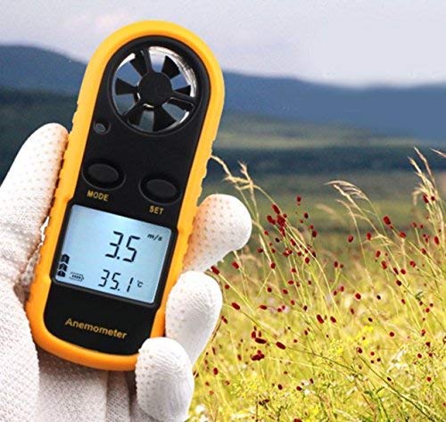 Real Instruments GM816 Portable Anemometer Thermometer Air Wind Speed Gauge Meter Air Flow Velocity Windmeter 30m/s LCD with Temperature Tester