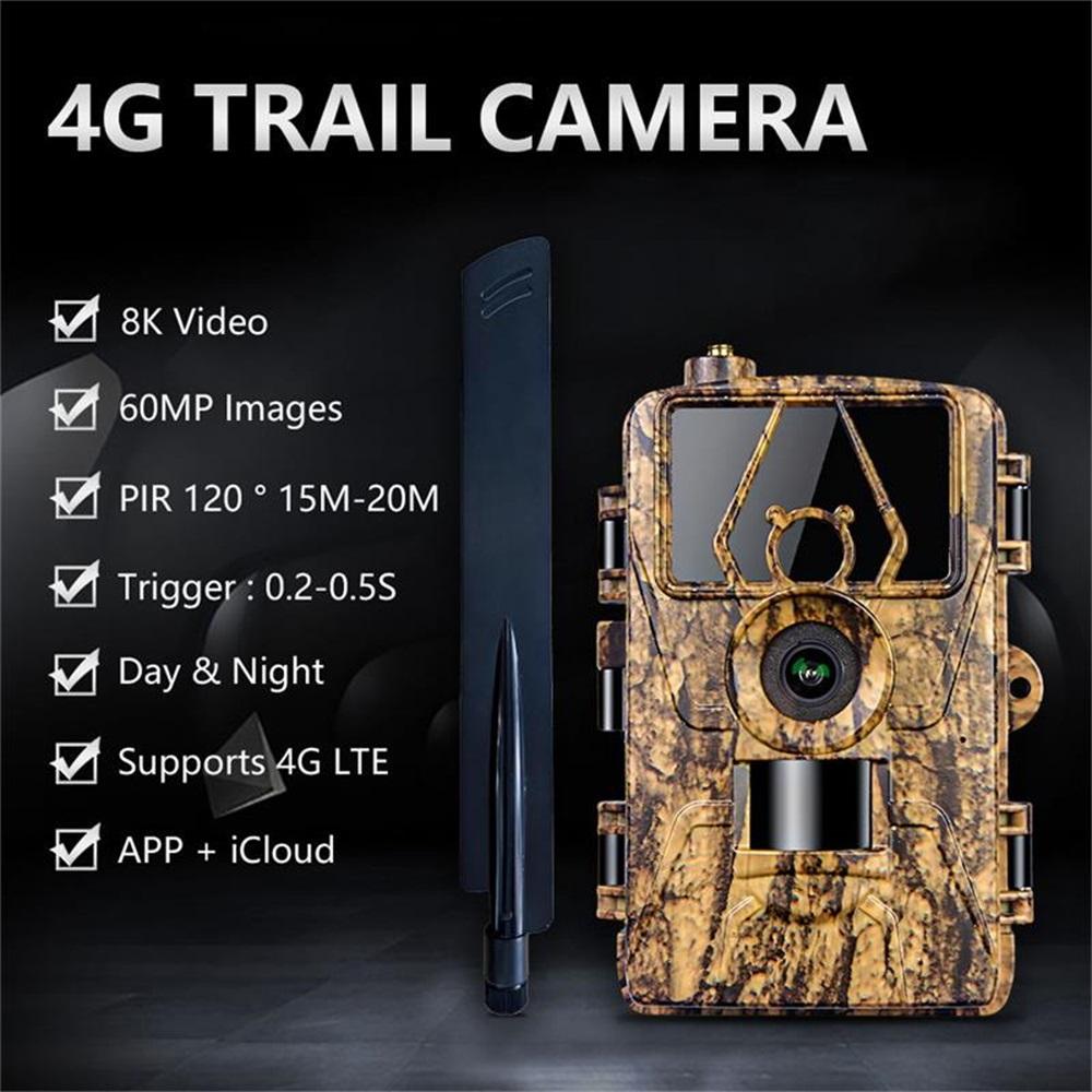 Real Instruments PR801LTE 4G Hunting Camera with 2.0 Inch Screen IP66 Waterproof 60MP CMOS Sensor 8K Night Vision 15-