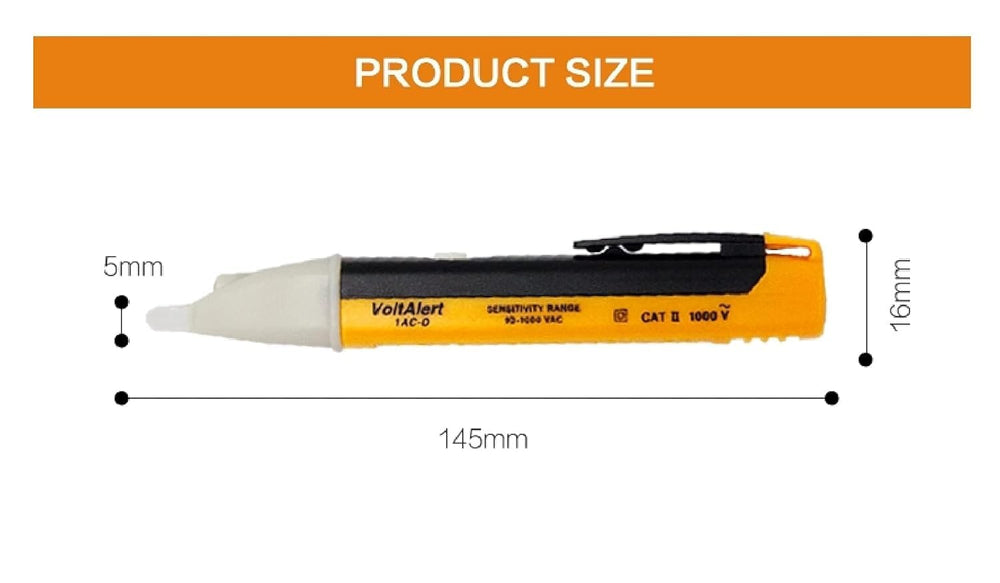 Real Instruments Voltage Tester 90~1000V AC Electric Voltage Power Detector Alert Sensor Tester LED Light Non-Contact Pen,Yellow (1) Battery Powered
