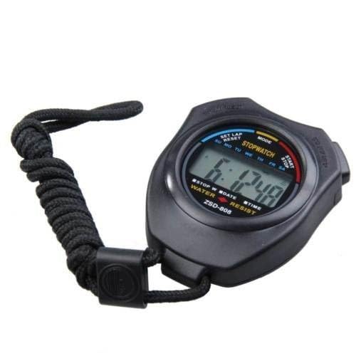 Real Instruments ZSD-808 Digital Stop Watch Waterproof Hand Held LCD Display Chronograph with Date, Time and Alarm Function for Sports Fitness Trainers and Referees Use