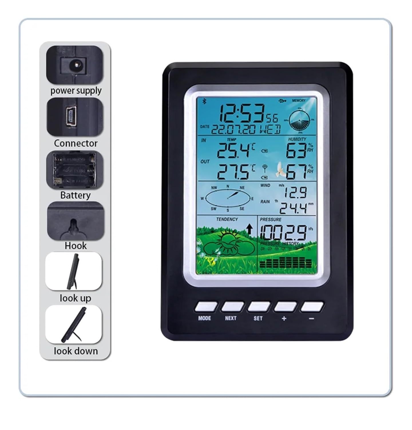 Real Instruments Wireless Solar Indoor and Outdoor Measurement Of Air Pressure Weather Station ,WS3030C