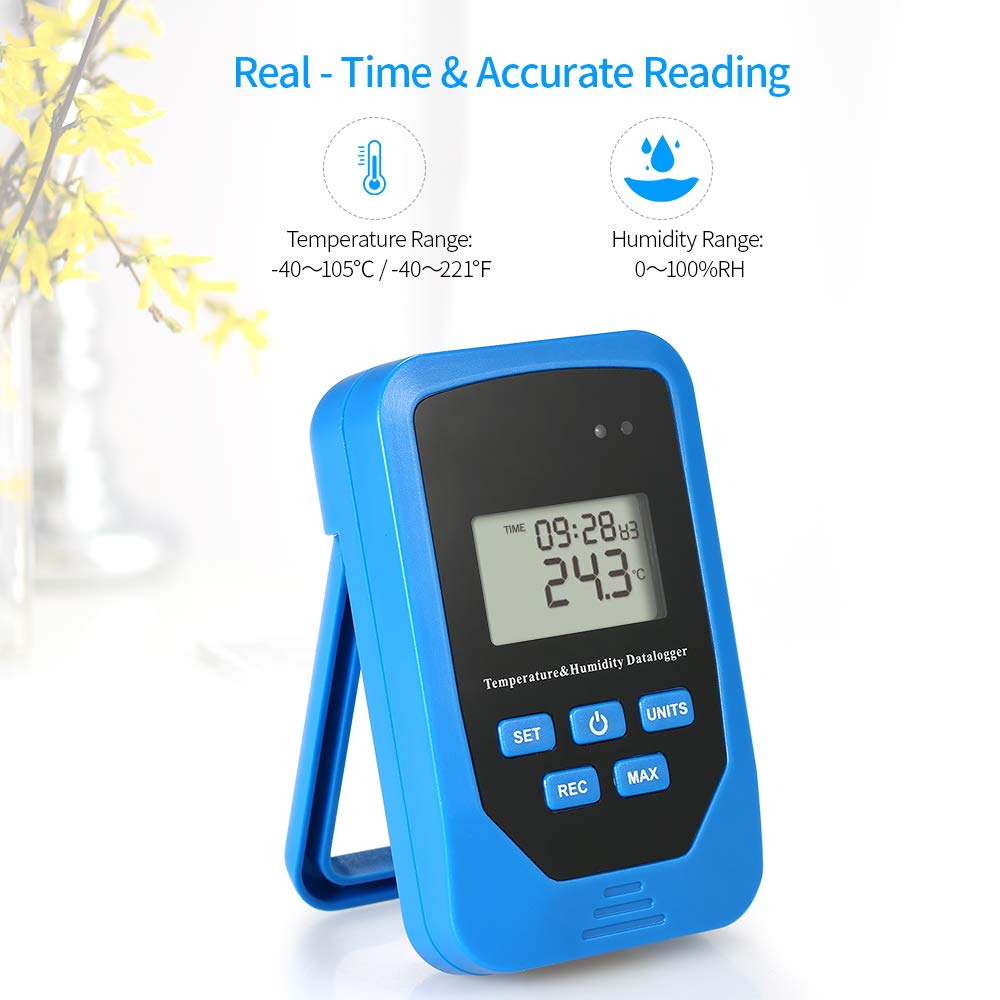 Real Instruments Mini USB Humidity Temperature Data Logger RH Temp Datalogger Recorder Humiture Recording Meter with Heat Index and Dew Point Test 80,000 Record Capacity, TS-99