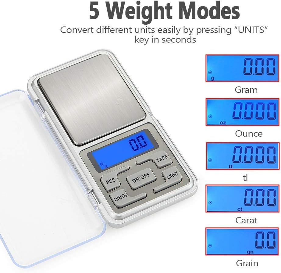 Real Instruments Digital Pocket Scale, 200g Capacity High Precision Balance of 0.01g, Mini Electronic Grams Reloading Weight, Food, Jewelry Gem, Kitchen, Micro Jewellery Weighing Gold Electronic Machine - MH-200