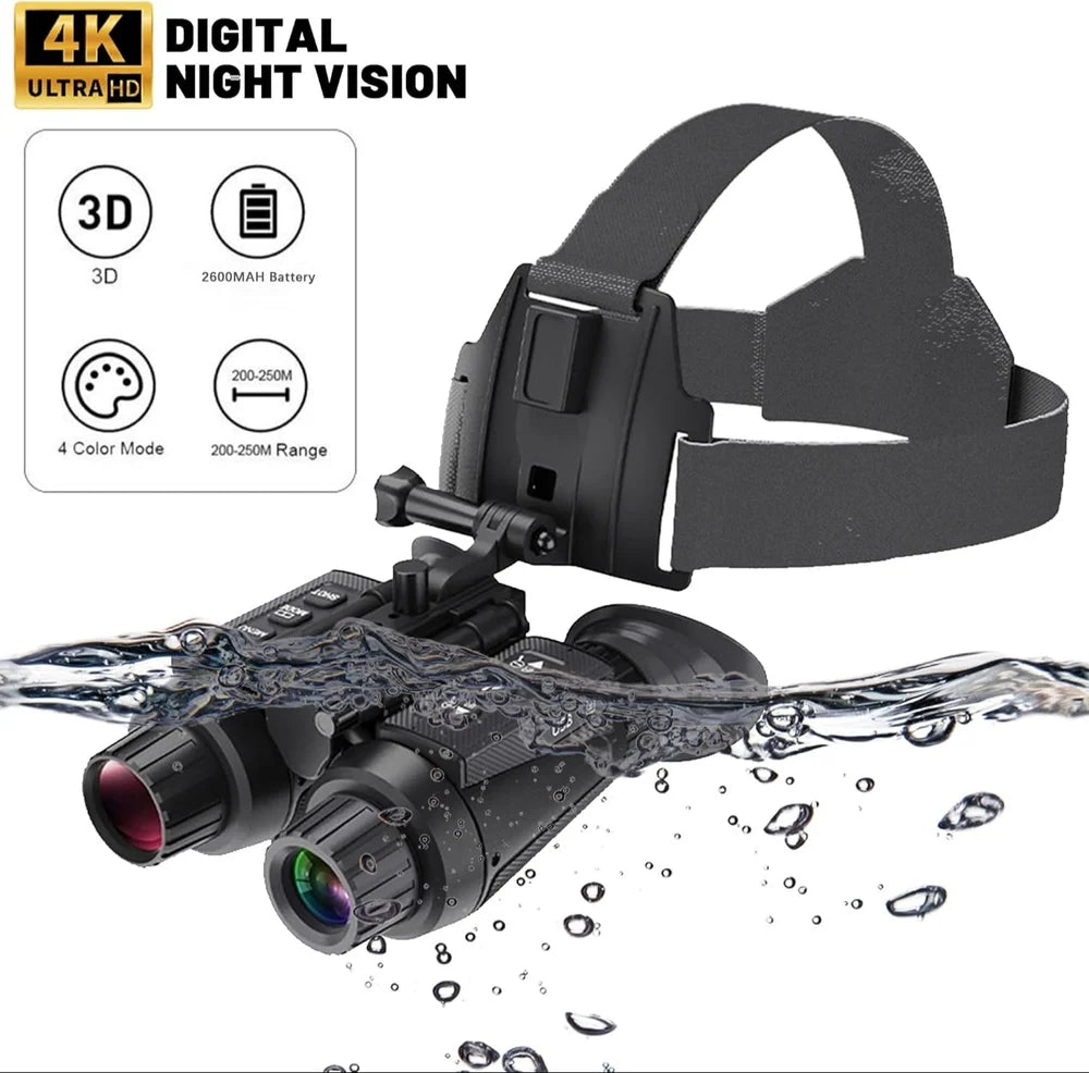 Real Instruments NV8300 Head-Mounted Night Vision Goggles for Adults, 4K 3D Visual Digital Night Vision Binocular with Head Strap and 32GB Memory Card, 7 Gear Infrared, 8X Digital Zoom