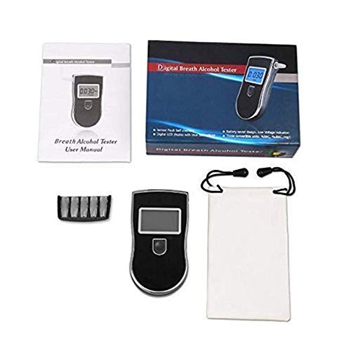 Real Instruments Digital LCD Display Breathalyzer Alcohol Tester Potable Traffic Police Safety Alcohol Detector Battery Power Hand-Hold Professional BAC Tracker