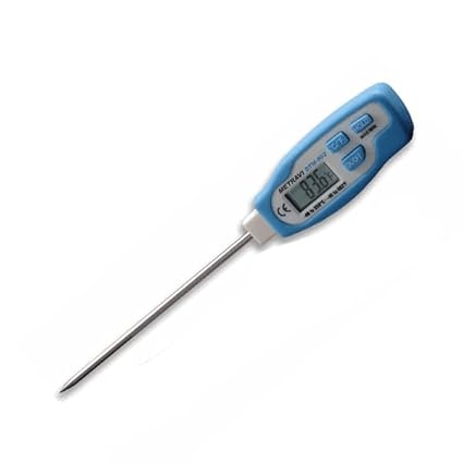 Real Instruments Instant Read Digital Meat Thermometer for Food, Bread Baking, Water, and Liquid. Waterproof and Long Probe with Meat Temp Guide for Cooking, Display with Backlit DTM-902