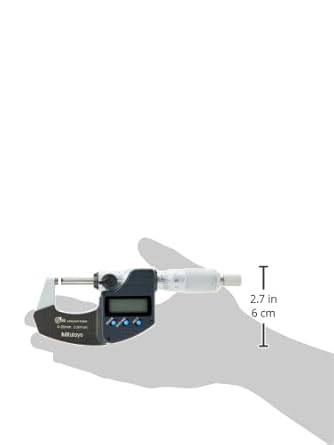 Mitutoyo 293-240-30 Coolant Proof LCD Micrometer, Ratchet Stop, 0-25mm Range, 0.001mm Graduation, -0.001mm Accuracy, Without SPC
