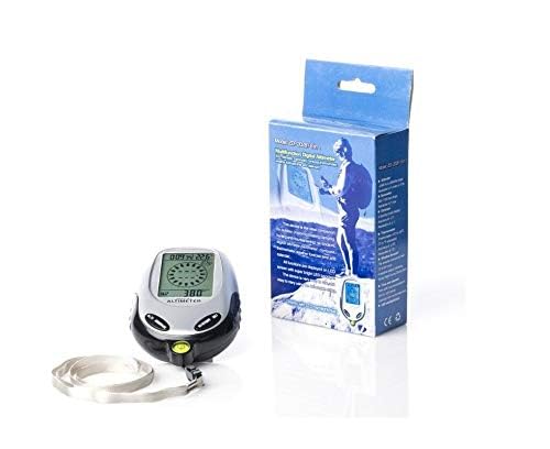 Real Instruments Multifunctional Digital Altimeter 6 In 1 Barometer Digital Compass Thermometer Clock Time Calendar Weather Forecast For Outdoor Altimeter With Time Height Gauge LCD Backlight