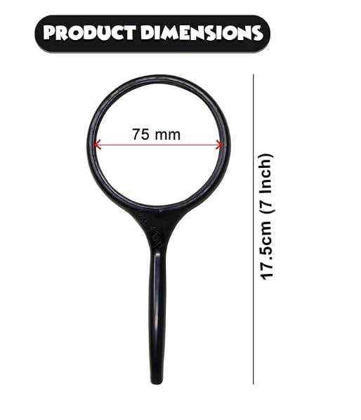 Real Instruments Magnifying Glass 5X with 75mm Optical-Grade Acrylic Lens, Compact and Lightweight Design, Ergonomic Handle, and Durable Anti-Scratch Coating for Reading, Inspection, Crafting, and Precision Applications