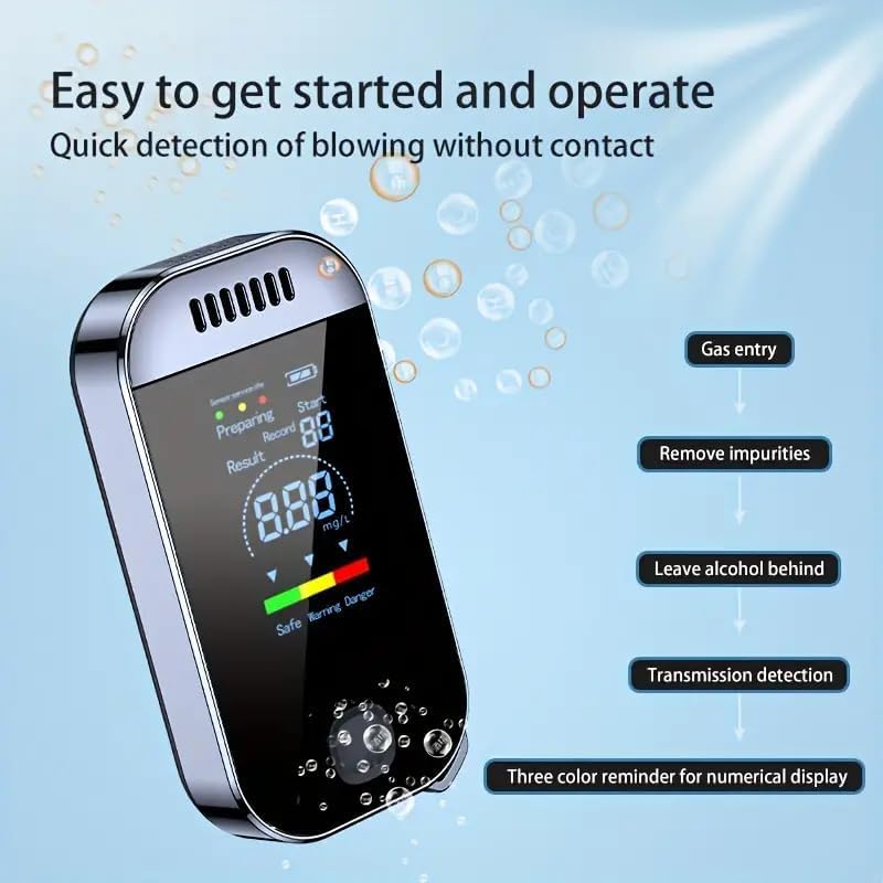 Real Instruments Alcohol Tester Breathalyzer Alcohol Sensor electrochimical Fuel Cell Mr. Black H2 Superior Accuracy Reliable and Super Sensitive Professional-Grade Compact and Lightweight Alcohol