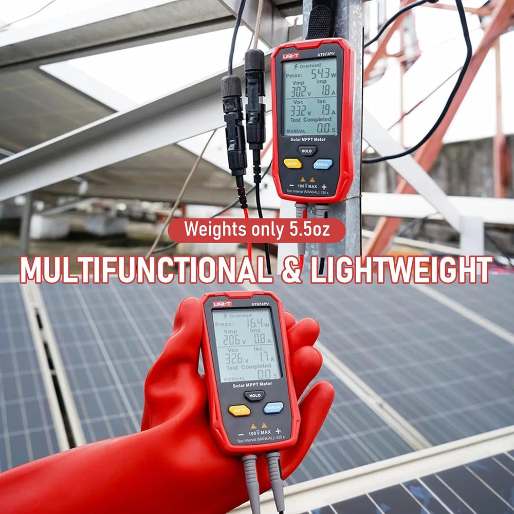 Real Instruments UT673PV Solar Panel Tester, Photovoltaic Multimeter 800W, Solar MPPT Meter with Large Ultra Clear LCD, Smart MPPT Open Circuit Voltage Troubleshooting, Data Test for Photovoltaic Modules