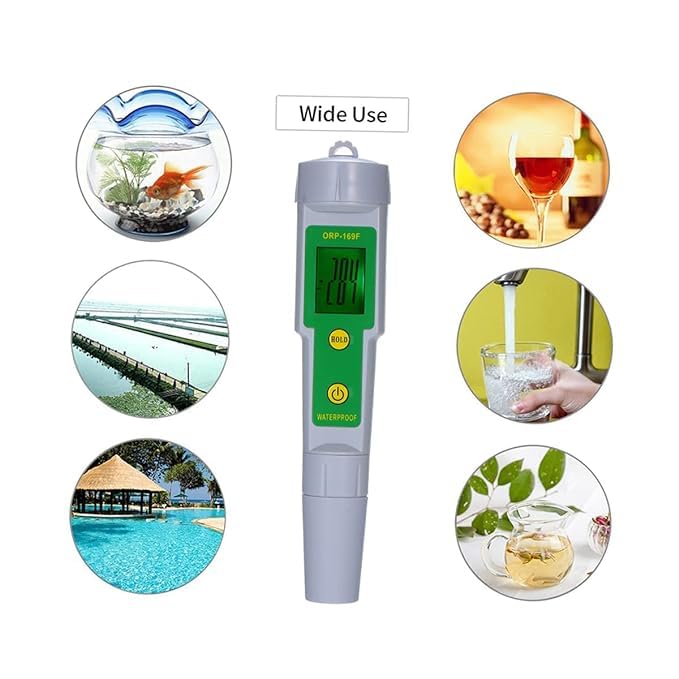 Real Instruments Professional ORP-169E Digital Redox Tester Portable Waterproof Ph Measurement Test Tool ORP Water Quality Meter Oxidation Reduction Detector Redox For Water Purity Pen 0~+/-1999mV