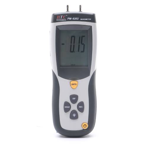 HTC PM-6202 High Precision Digital Manometer 5 PSI with Multi-Unit Pressure Measurement and Advanced Accuracy for Industrial, HVAC, and Scientific Applications