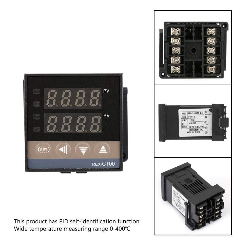 Real Instruments Digital LED Display Temperature Controller With Thermostat Control Switch NTC Sensor Probe For Egg Incubator (REX-C100)