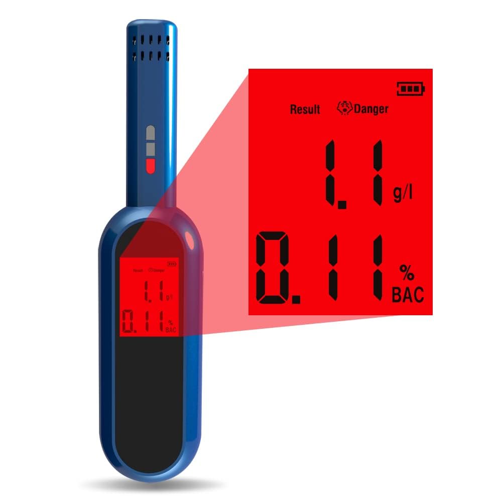 Real Instruments Digital Professional Alcohol Tester Breathalyzer Audible Alert Portable With LCD Display And Easily Rechargeable