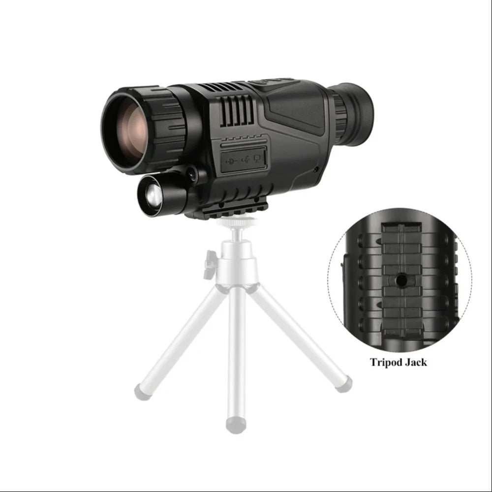 Real Instruments Night Vision Monocular NV300 with High-Definition 1080P Resolution, 5x Optical Zoom, Up to 8x Digital Zoom, 40mm Large-Diameter Objective Lens, 200M Viewing Distance, Built-in Infrared Illuminator, Simple Waterproof Design & Lightweight