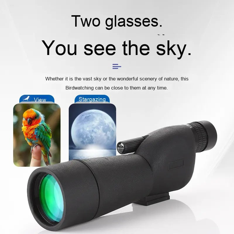 Real Instruments High Magnification 25-75x60 HD Outdoor Monocular Zoom Telescope Bak4 FMC Low Light Night Vision for Moon Viewing Bird Watching