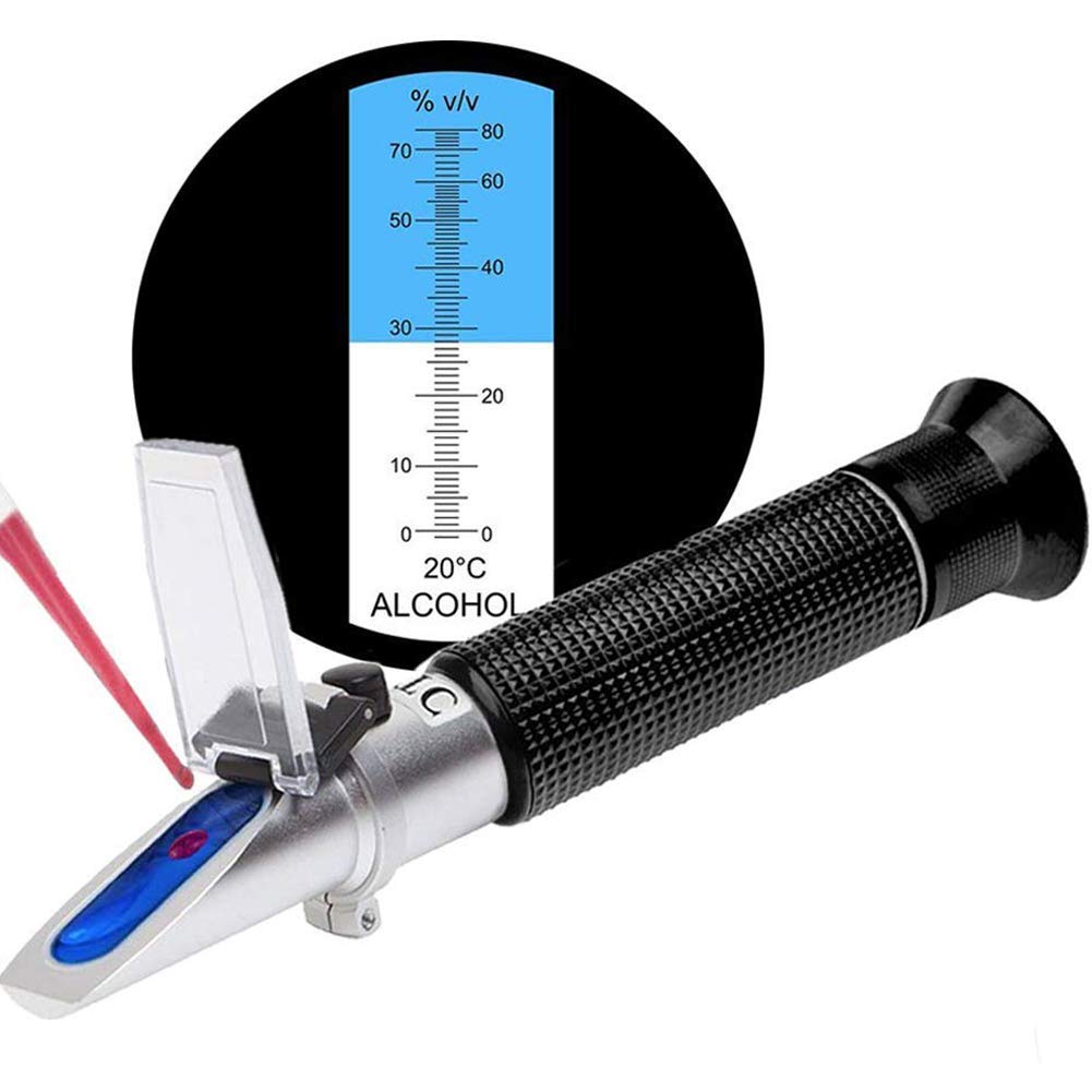 Real Instruments 0-80% V/V Alcohol Refractometer For Spirit Alcohol Volume Percent Measurement With Automatic Temperature Compensation for Distilled Beverages, Whiskey, Vodka, Gin, Tequila