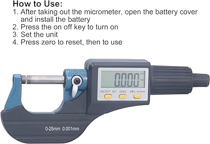 Real Instruments Digital Outside Micrometer Screw Gauge 0-25mm With Lcd Display & Carry Case Ideal For Accurate Measuring Dimensions In Inches & MM (0.001mm) Resolution,+/-0.0001" Accuracy