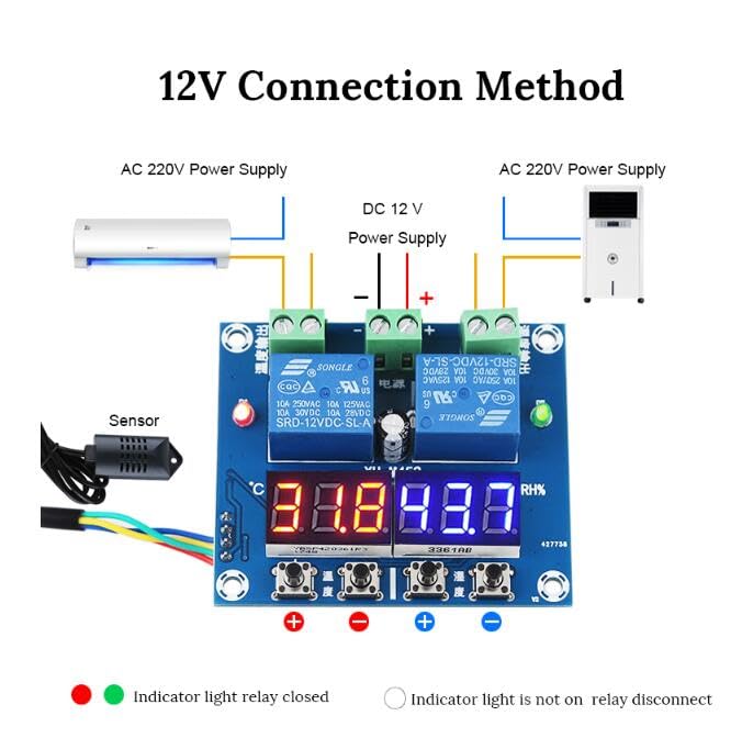 Real Instruments XH-M452 Temperature Humidity Controller module digital display word high precision double output automatic constant temperature For Incubator