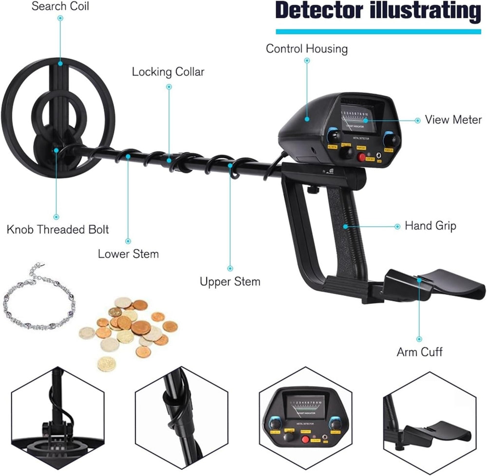 Real Instruments MD-4090 Digital Underground Metal Detector – High-Precision LCD Display with Pinpoint Function, Adjustable Sensitivity & Discrimination, Waterproof Coil – Ideal for Coins, Jewelry & Relic Hunting
