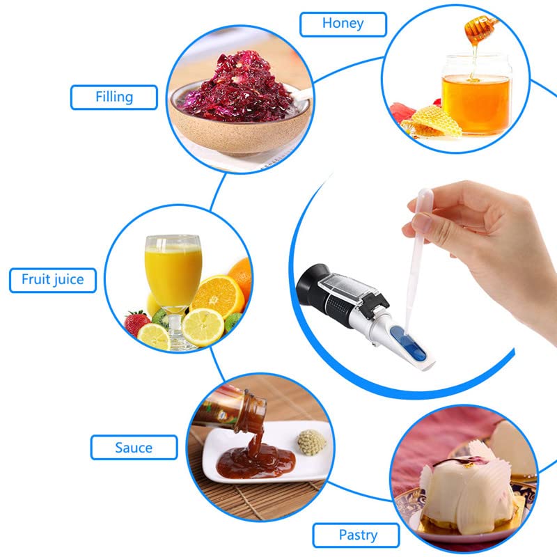 Real Instruments Hand Refractometer 45-82% Brix Professional Grade Optical Hand Held Refractometer, Sugar Type for Syrup, Jelly, Jam Low Volume 45 To 82% Brix Sugar Content Testing Equipment