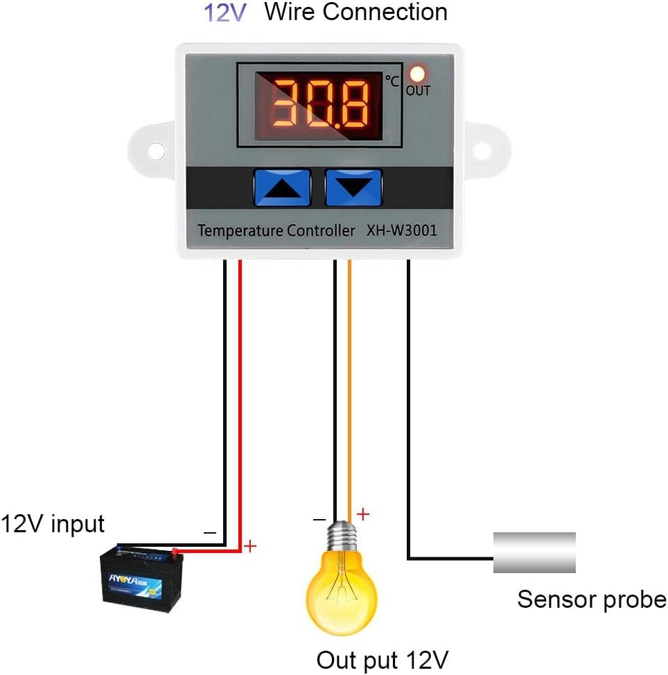 Real Instruments XH W3001 Digital LED Display Temperature Controller 220V 1500W 10A LED Temperature Controller With Thermostat Control Switch NTC Sensor Probe For Egg Incubator